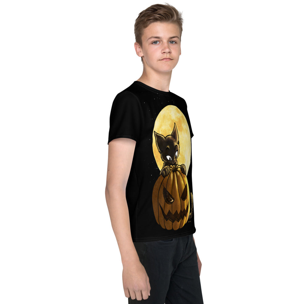 howling-riot-pumpkin-cat-t-shirt-kinder-halloween-gr-12 image 5