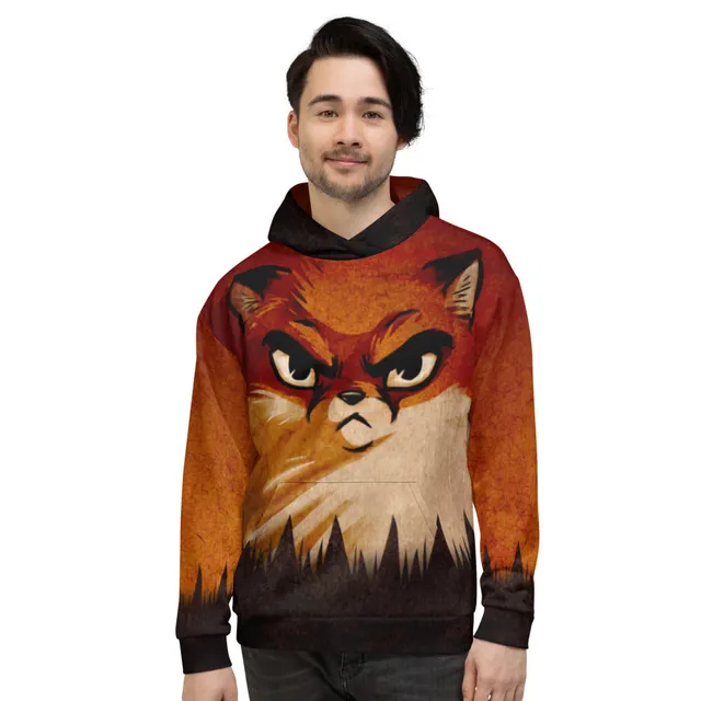 howling-riot-angry-fox-face-hoodie-kapuzenpullover image 1
