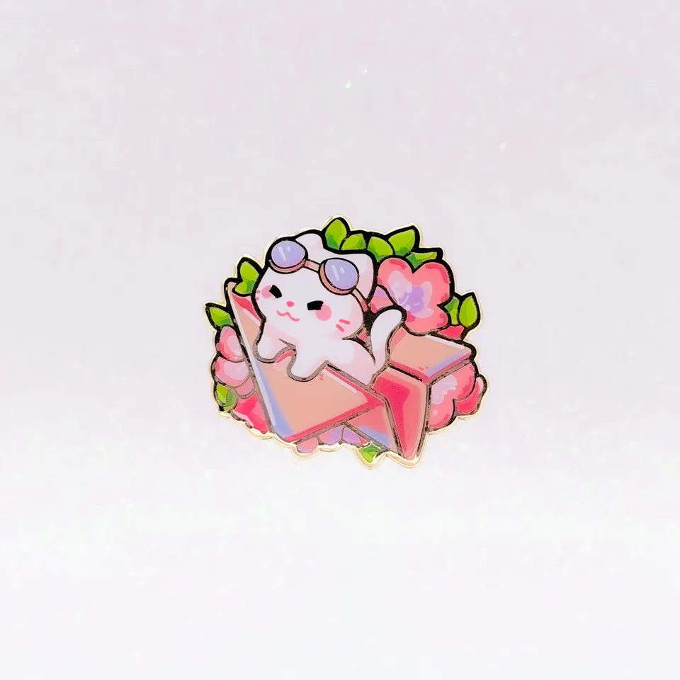 miamouz-enamel-pins-white-kitty-papierflieger-emaille-pin image 1