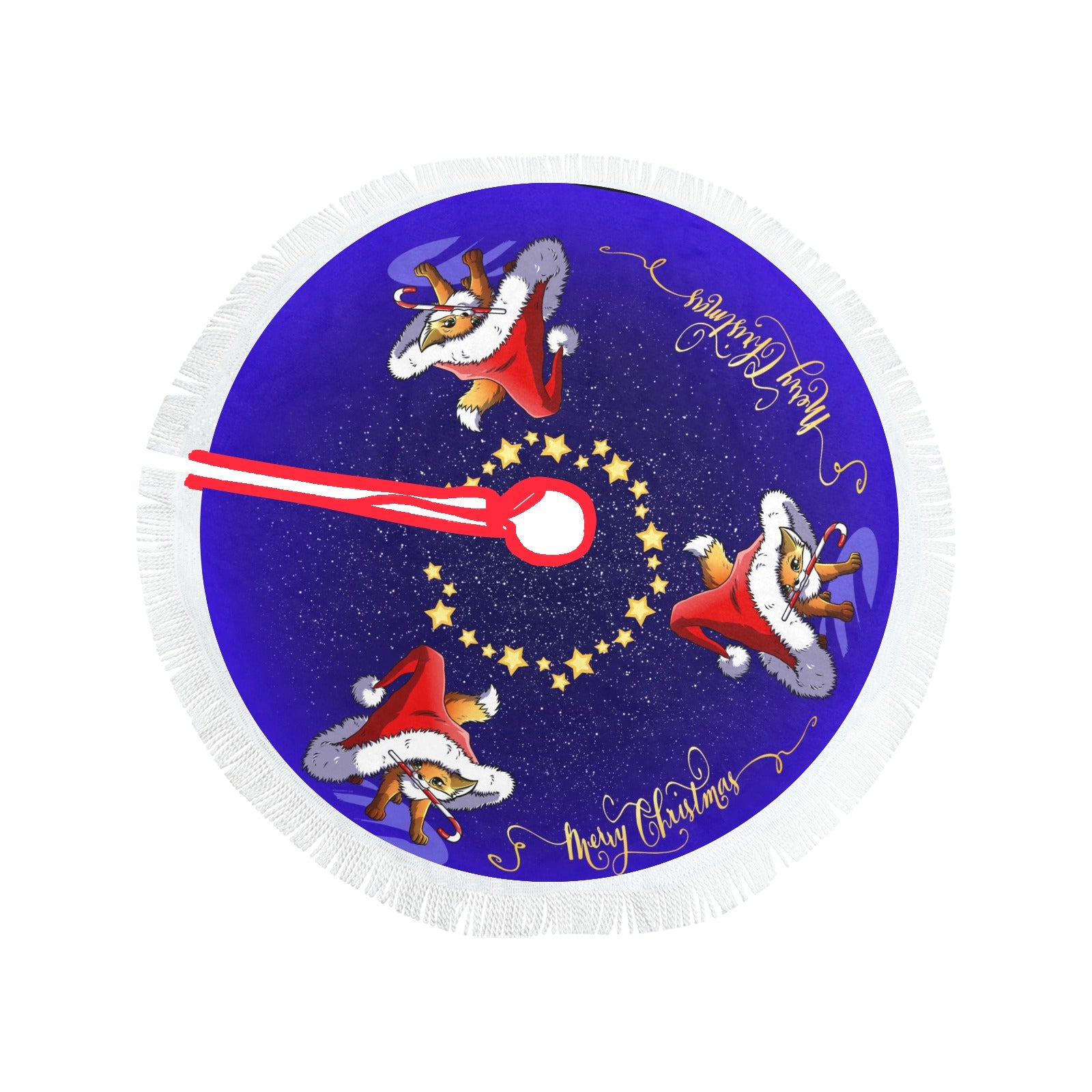 howling-riot-merry-christmas-fox-baumdecke-120x120-cm-mit-fransen image 3