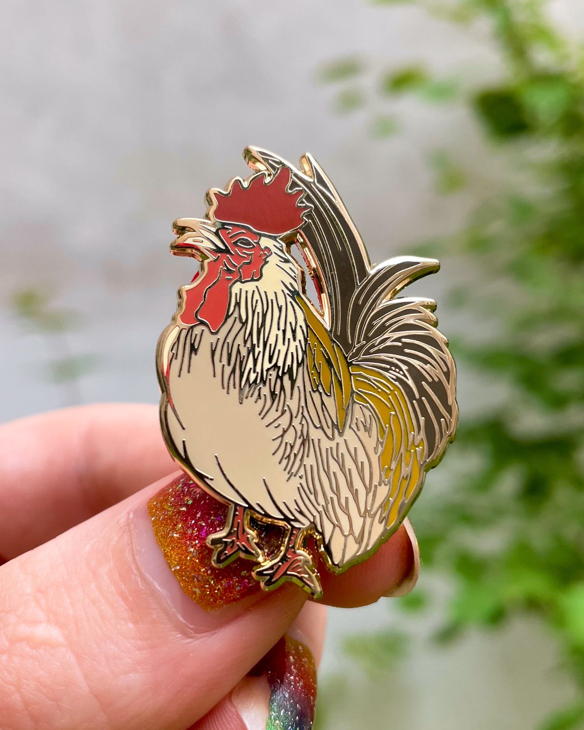 kabujiro-enamel-pins-ukiyo-e-rooster-hahn-pin-40mm image 1