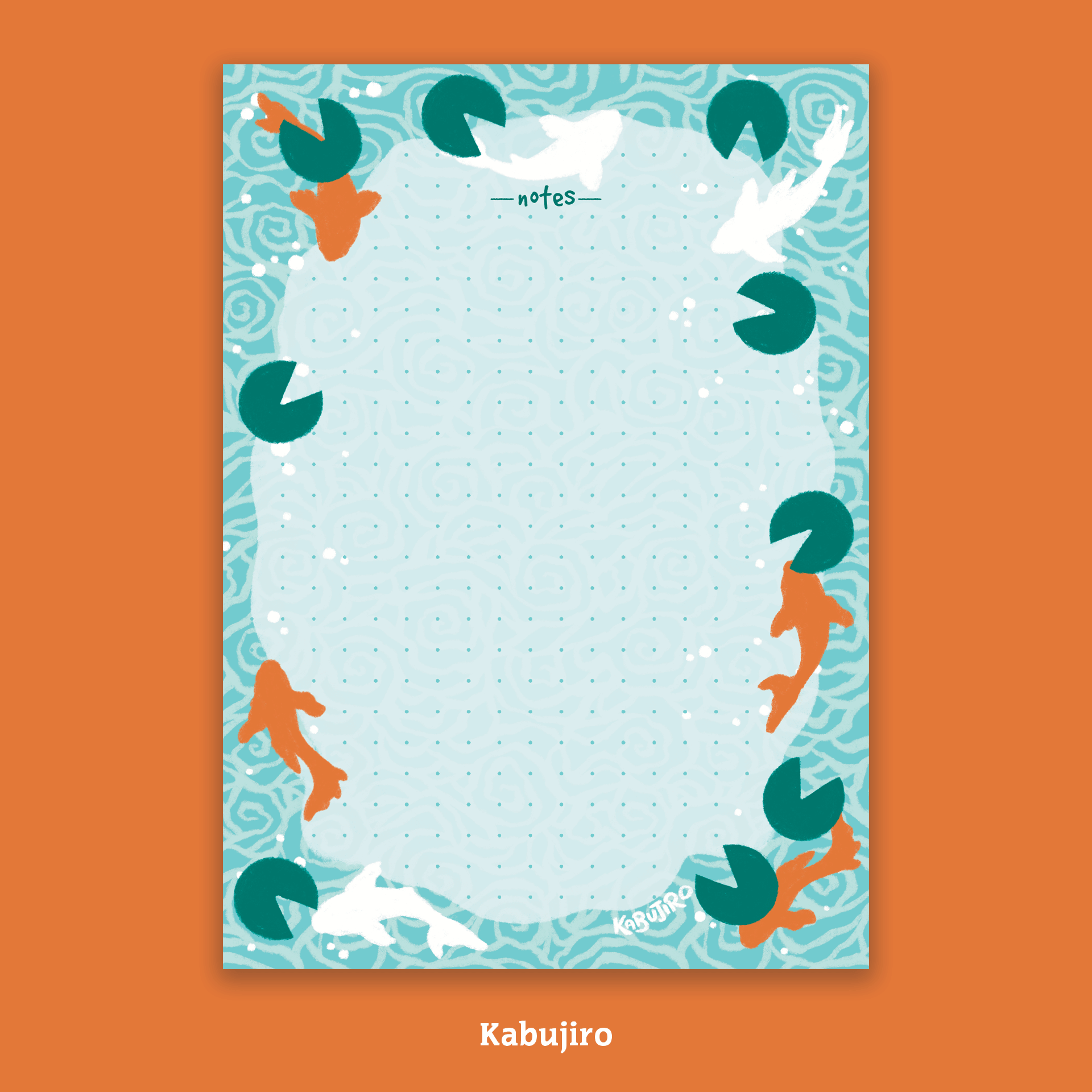 kabujiro-notepads-koi-pond-notizblock-a6-dotted-koi image 1
