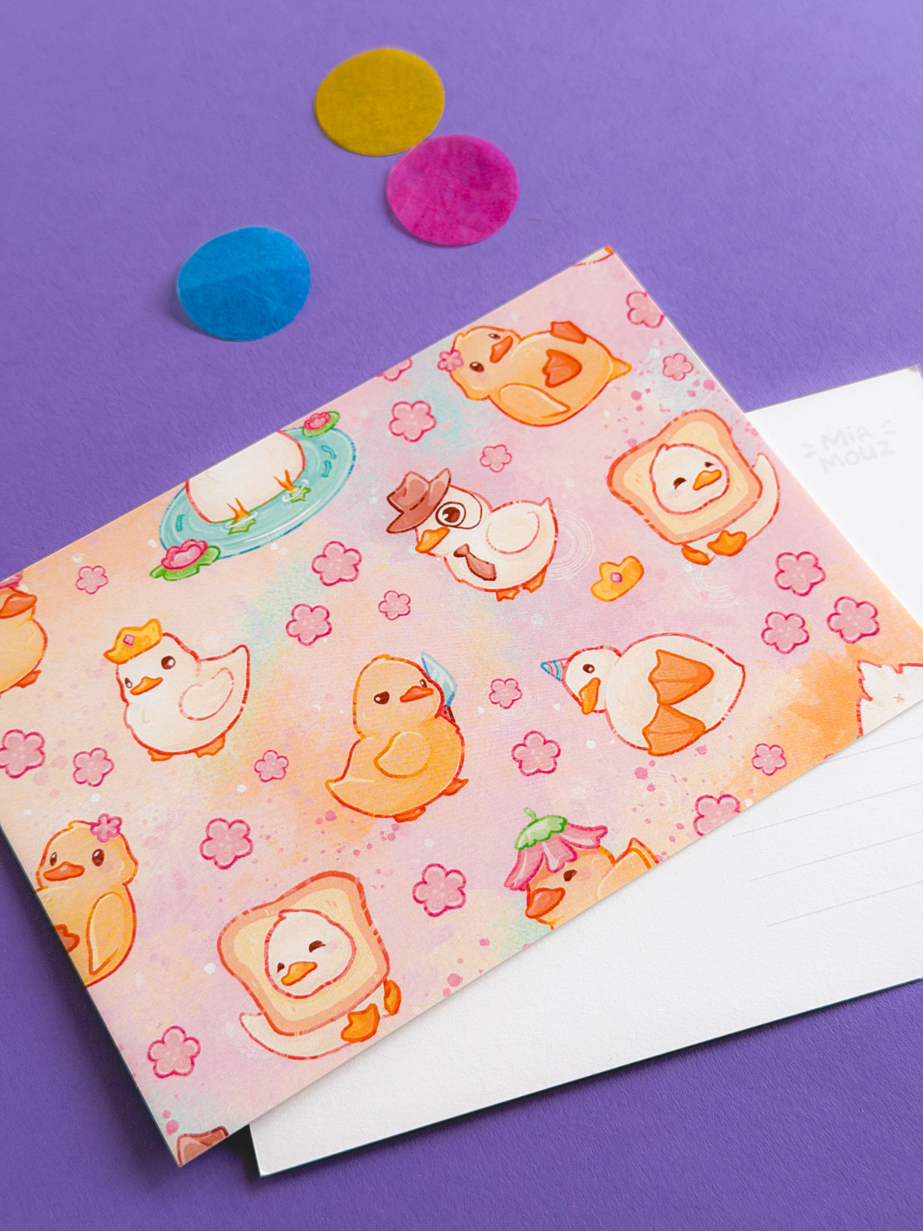 miamouz-duckies-a6-postkarte-enten-pastell-gru-karte image 1