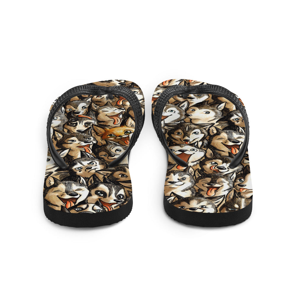 howling-riot-husky-fox-flip-flops-gr-e-m-husky-motiv image 4