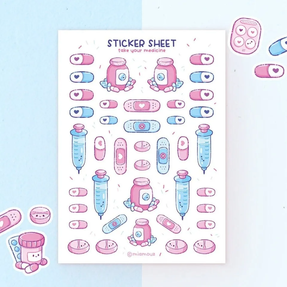 miamouz-stickers-take-your-medicine-stickerbogen-a6-matt image 1
