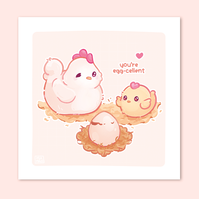 miamouz-prints-you-re-excellent-kunstdruck-15x15-huhn-pastell image 1