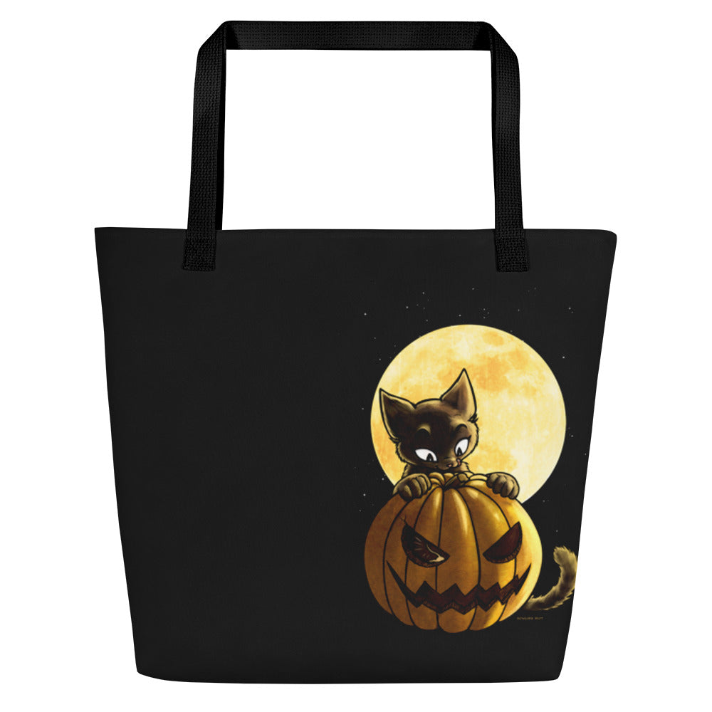 howling-riot-pumpkin-cat-tasche-stoff-schwarz-halloween image 3