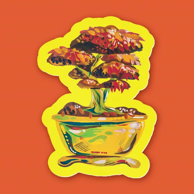 kabujiro-stickers-autumn-bonsai-vinyl-sticker-85x62mm image 1