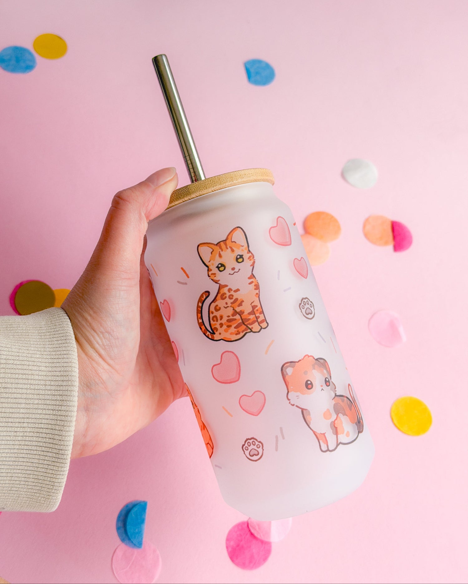 miamouz-cat-friends-glas-becher-520ml-matt-frosted-katze image 1