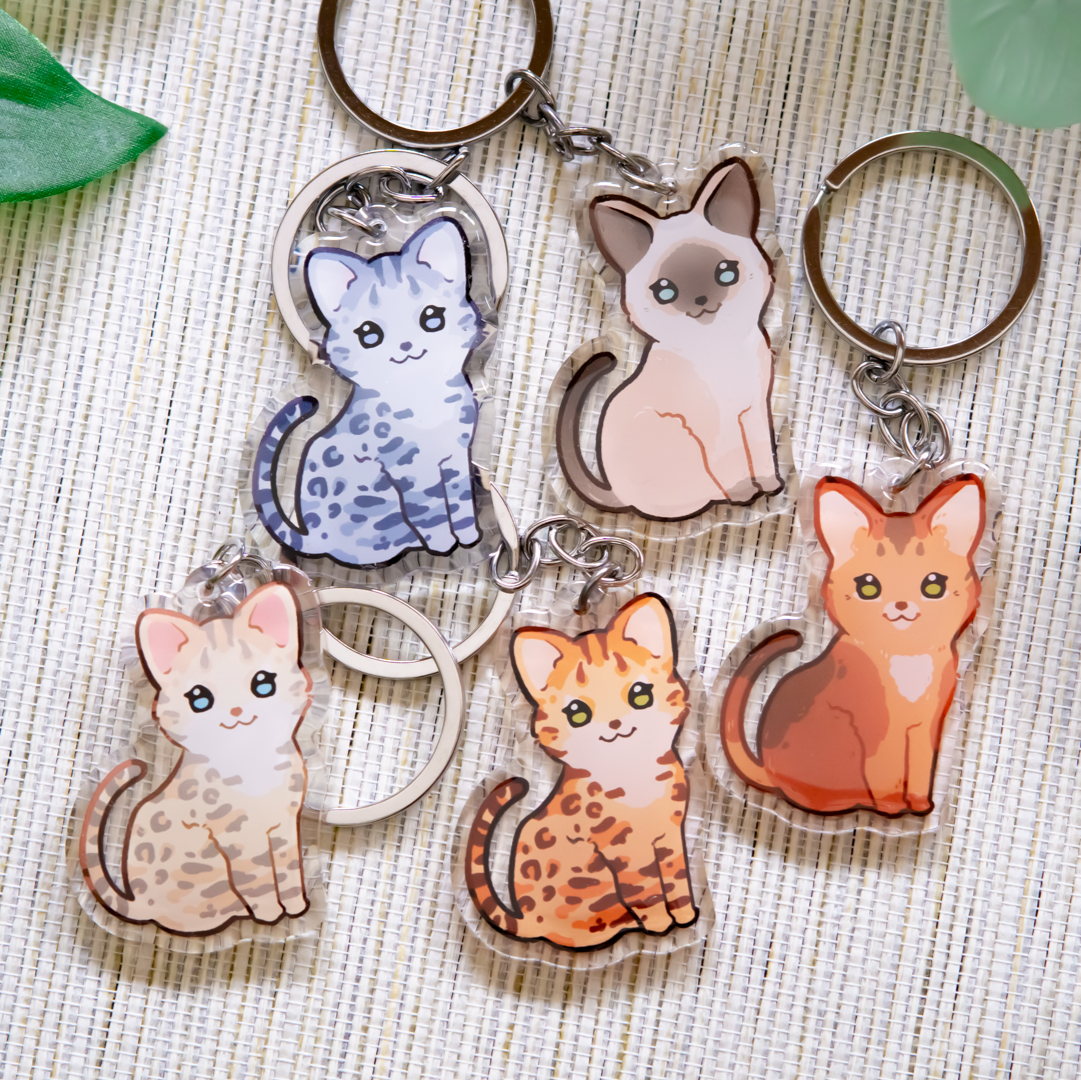 miamouz-keychains-bengal-abyssinian-katze-anh-nger-acryl-5-cm image 1