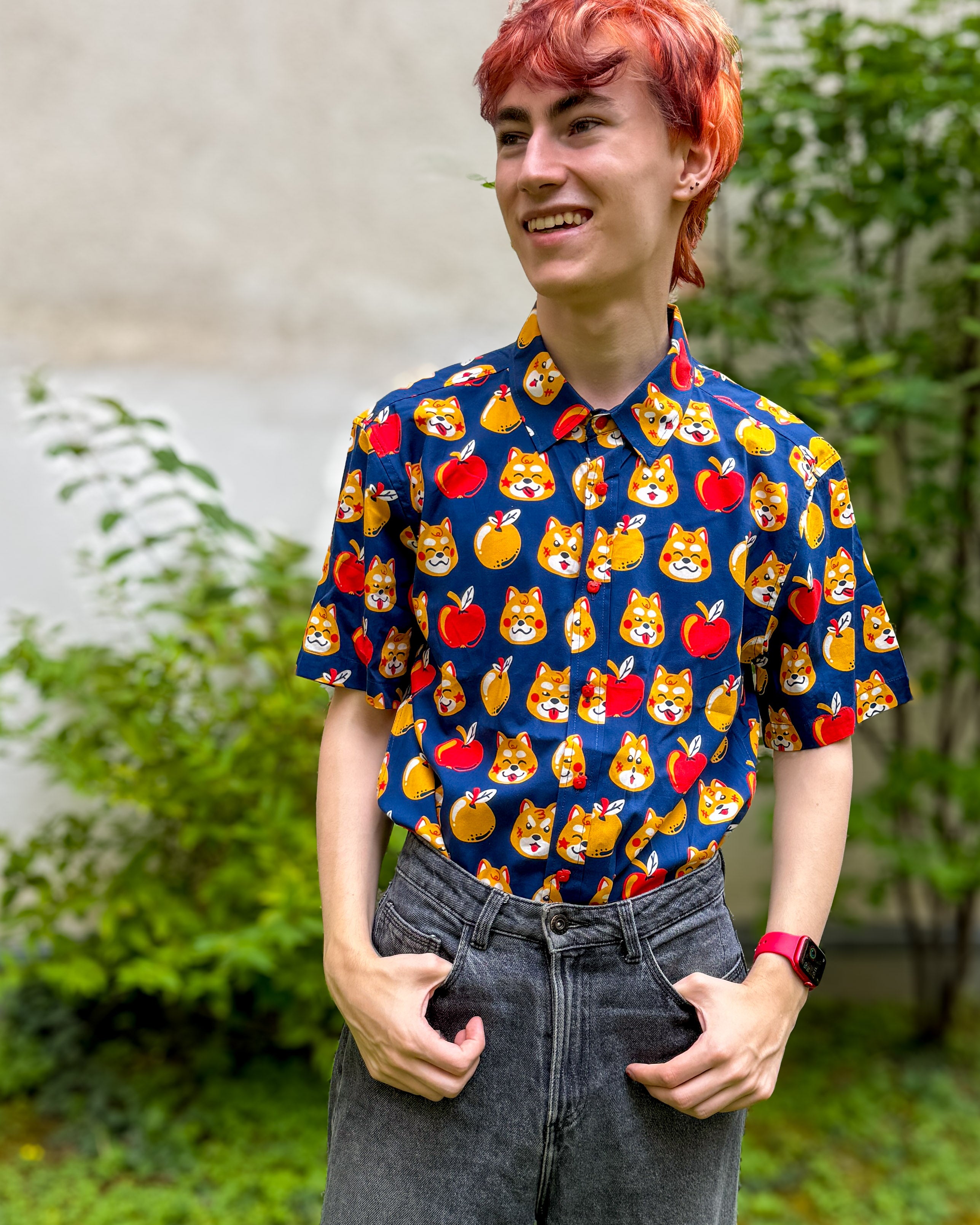 kabujiro-apple-shiba-button-up-hemd-shiba-print-unisex image 4