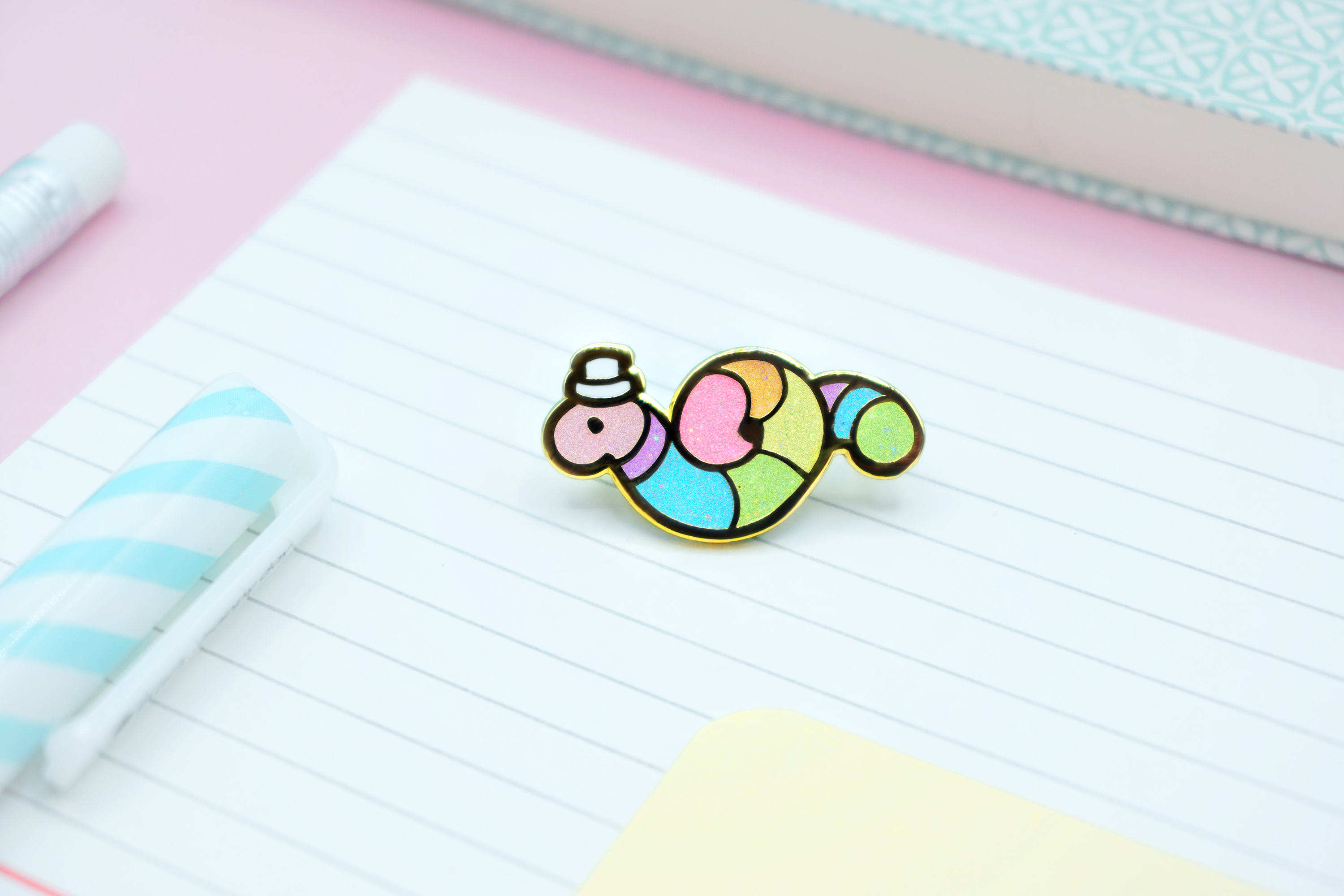 miamouz-rainbow-gummi-worm-emaille-pin-normale-qualit-t-gold image 2