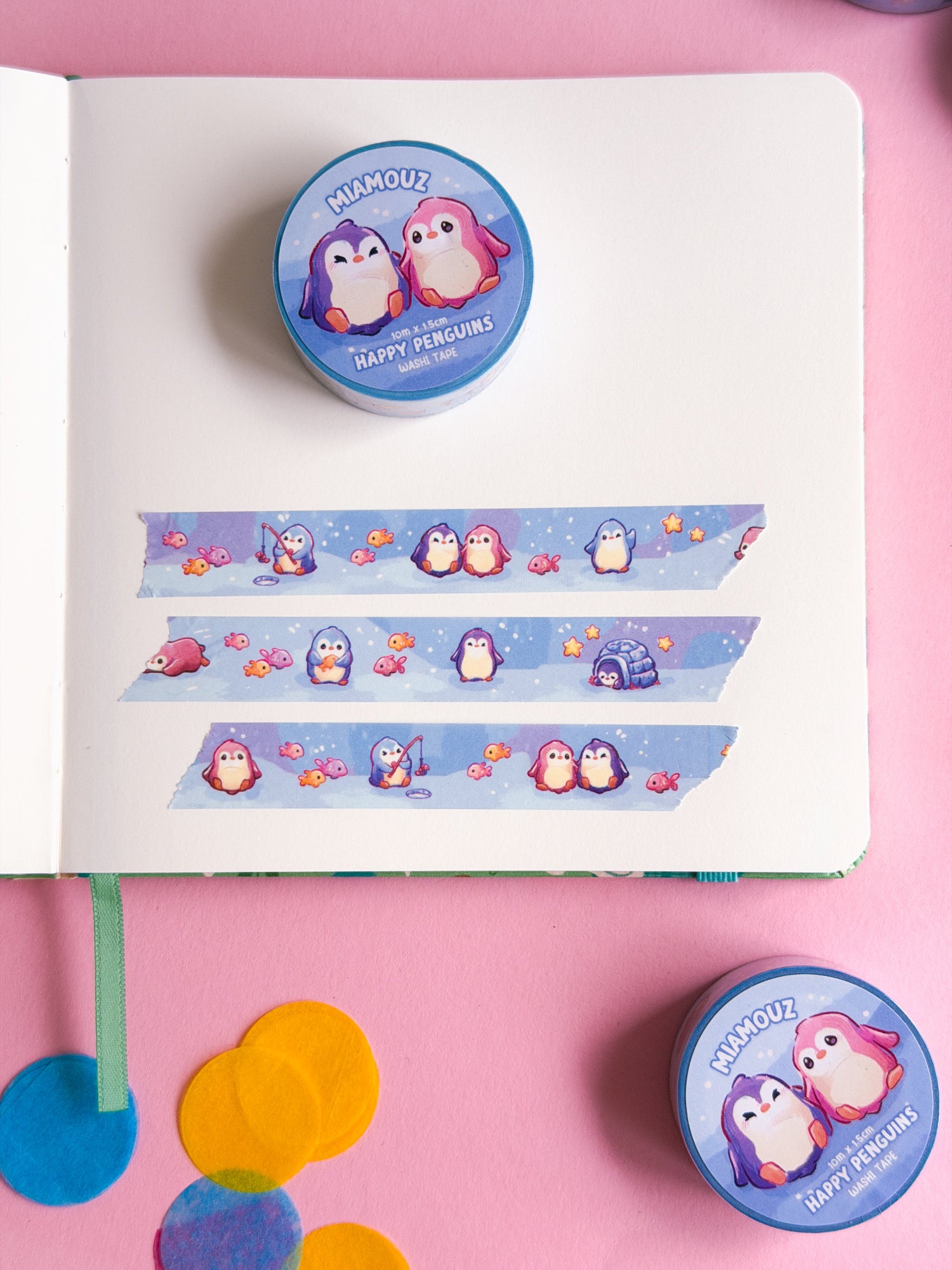 miamouz-happy-penguins-washi-tape-10m-x-15mm-pinguin-klebeband image 2