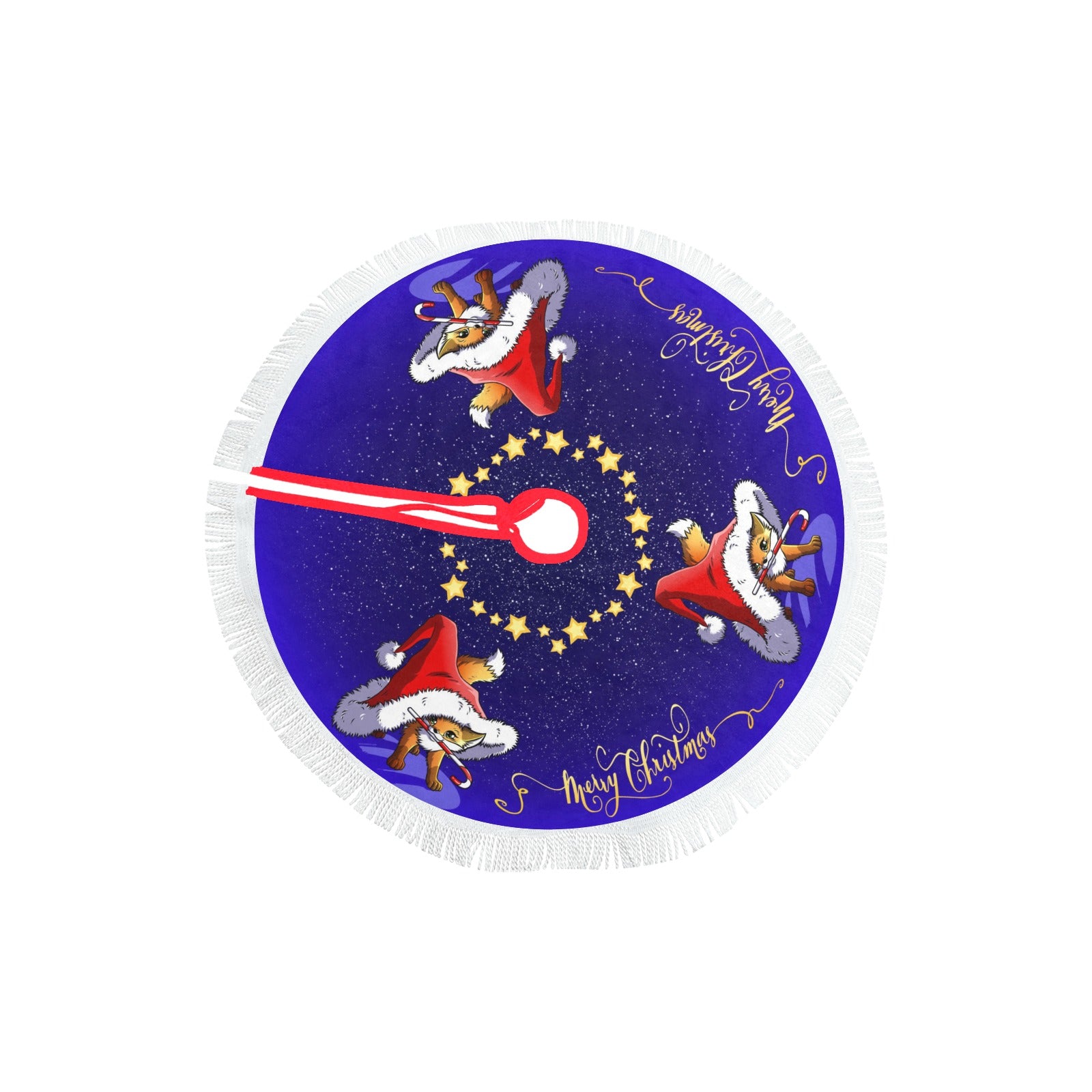 howling-riot-merry-christmas-fox-baumdecke-120x120-cm-mit-fransen image 4