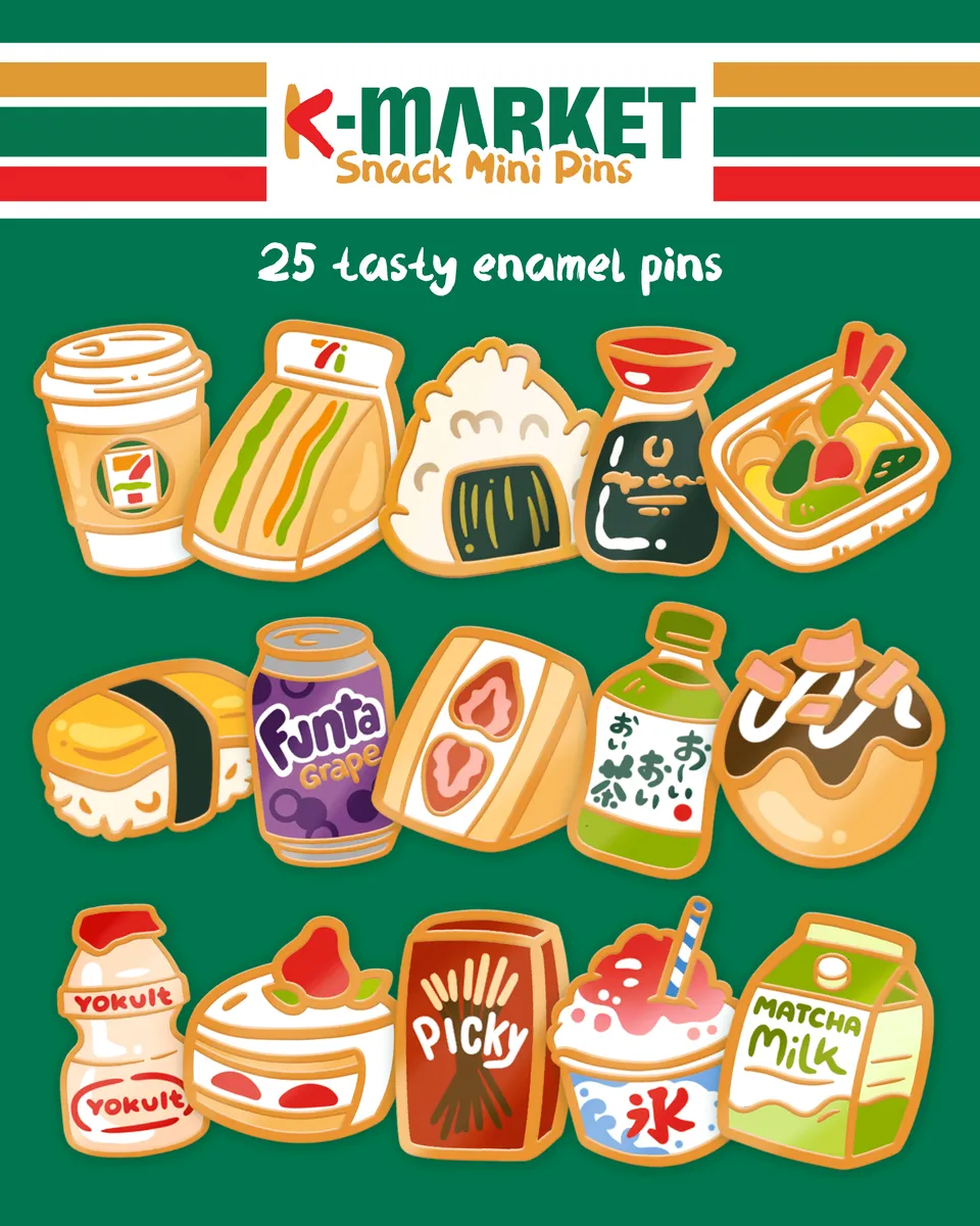kabujiro-enamel-pins-konbini-snacks-mini-pins-11-15mm image 1