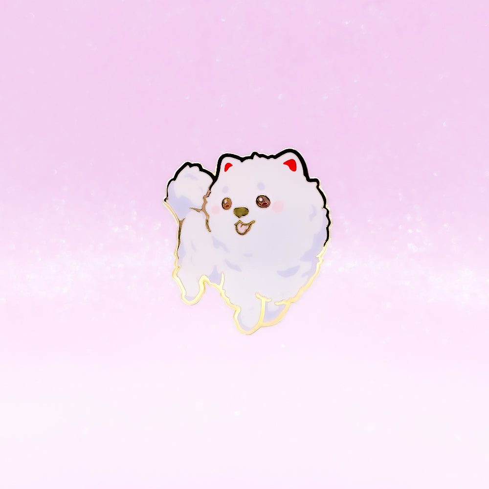 miamouz-samoyed-spitz-white-emaille-pin-normal-gold image 1