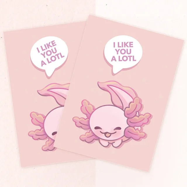 miamouz-postcards-i-like-you-a-lotl-axolotl-a6 image 1
