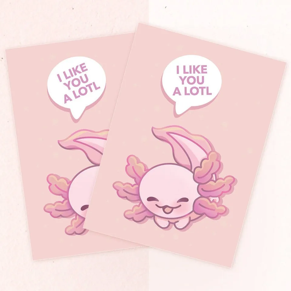 miamouz-postcards-i-like-you-a-lotl-axolotl-a6 image 1