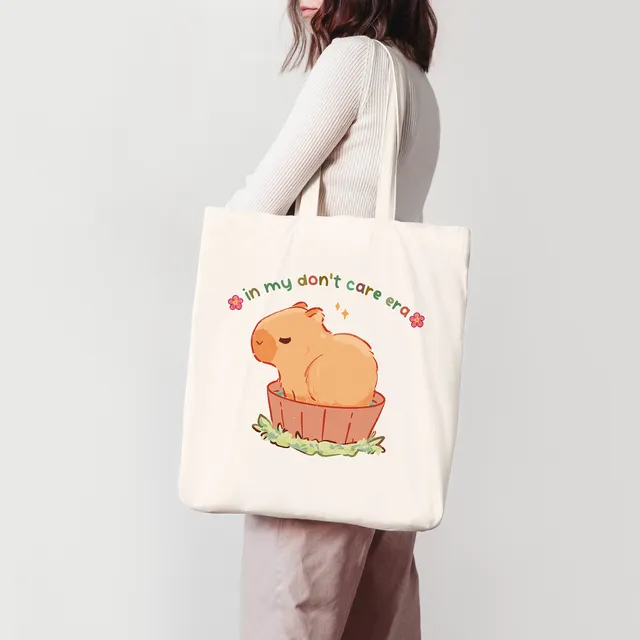 miamouz-tote-bags-don-t-care-era-capybara-shopper-baumwolle image 1