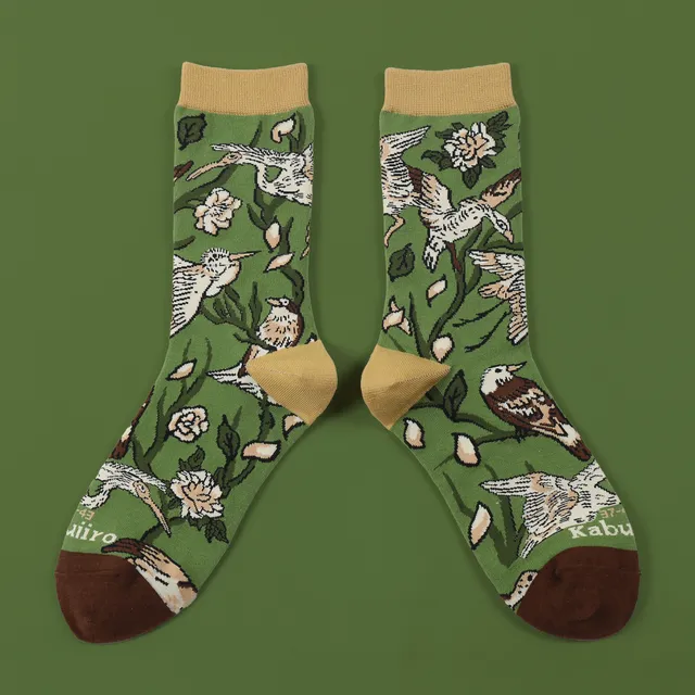 kabujiro-socks-ukiyo-e-birds-baumwollsocken-eu-37-43 image 1