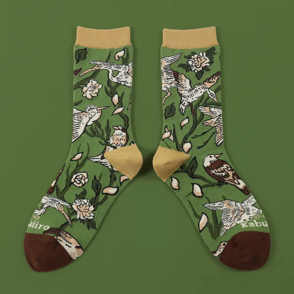 kabujiro-socks-ukiyo-e-birds-baumwollsocken-eu-37-43 image 1