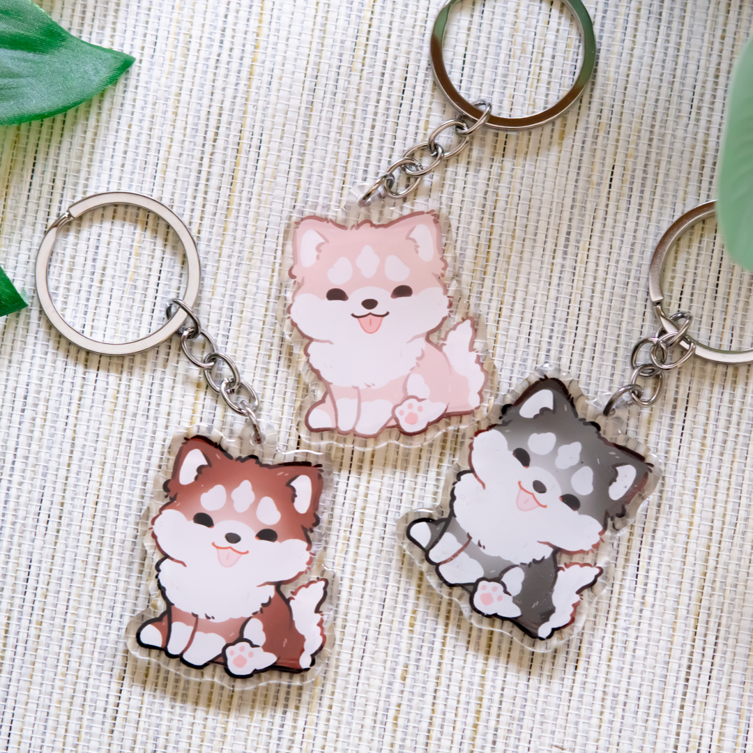 miamouz-husky-schl-sselanh-nger-braun-wei-acryl image 1