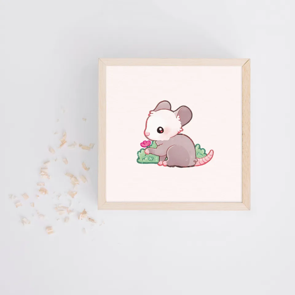miamouz-prints-opossum-kunstdruck-14-8x14-8-pastell image 1