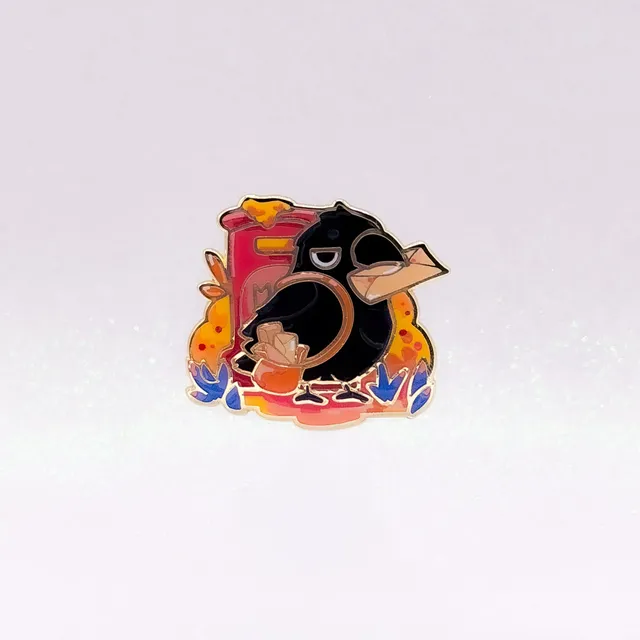miamouz-annoyed-raven-pin-emaille-kr-he-36-mm-gold image 1