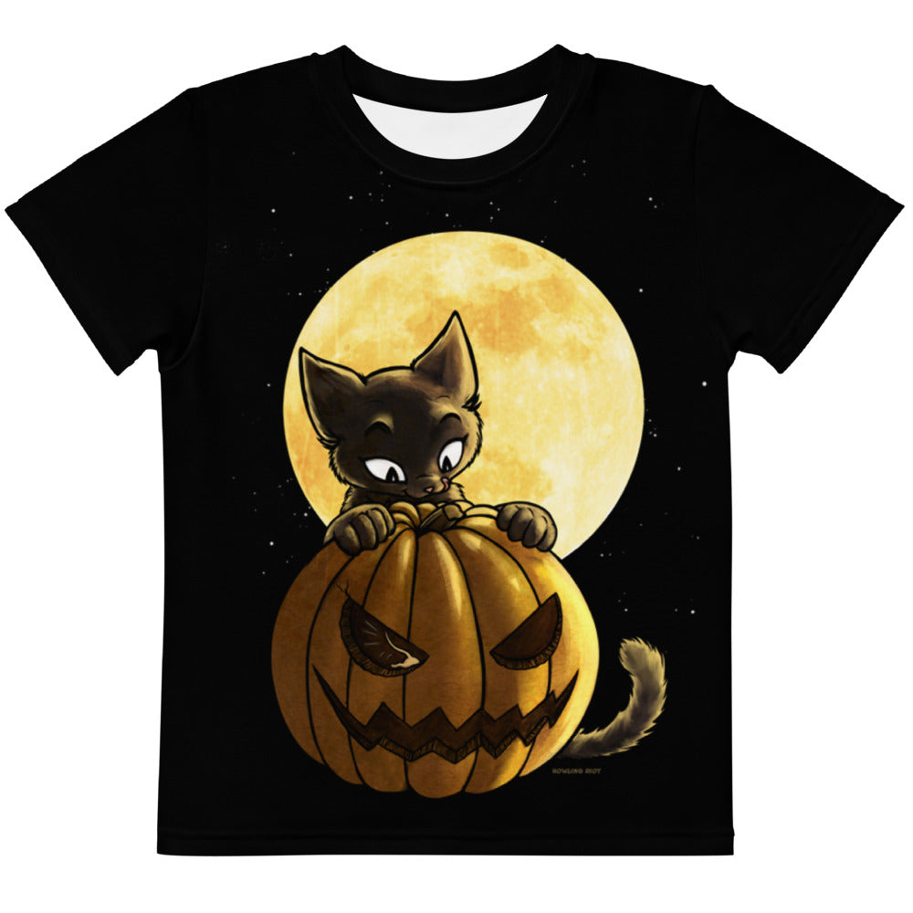 howling-riot-halloween-pumpkin-cat-kinder-t-shirt-k-rbis-katze image 1