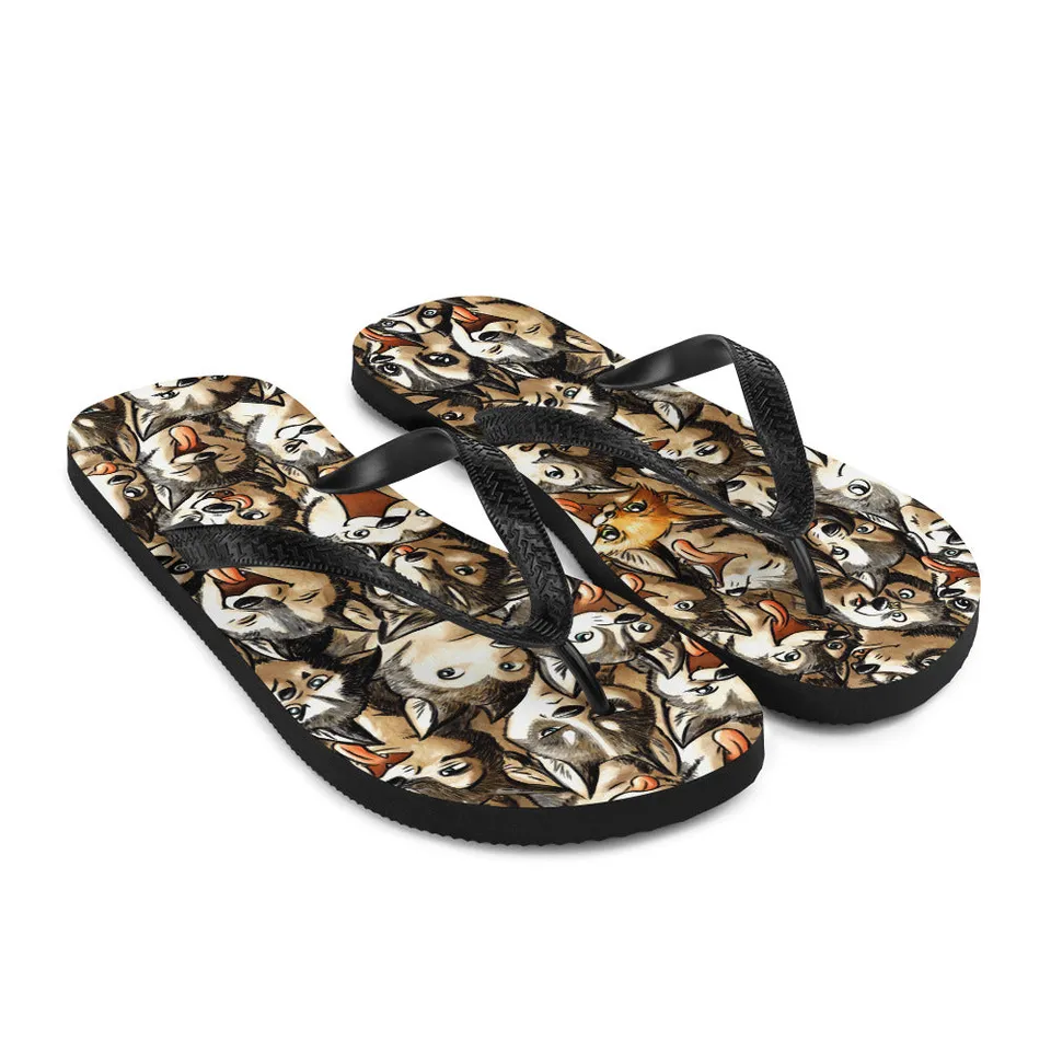 howling-riot-husky-fox-flip-flops-gr-e-m-husky-motiv image 1