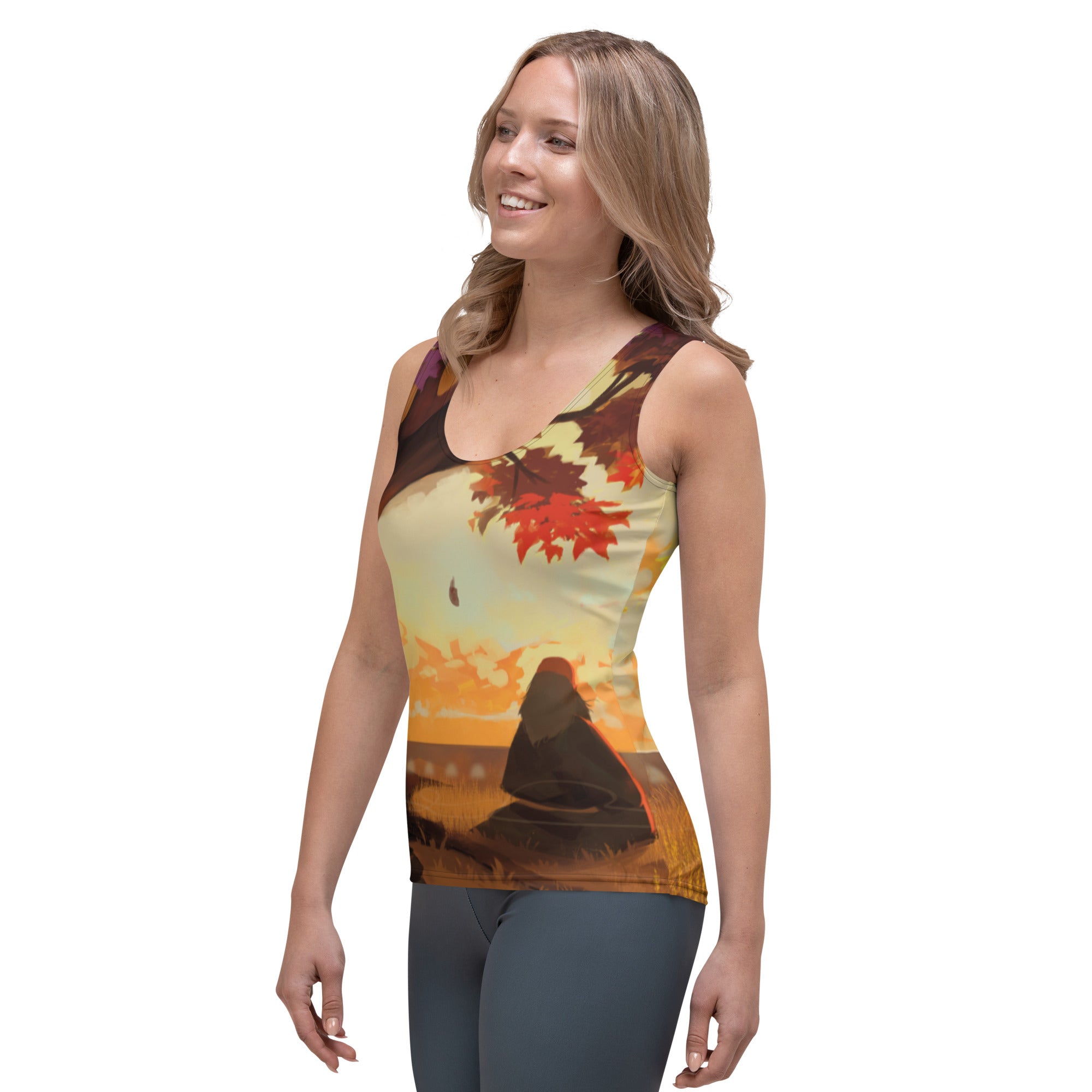 howling-riot-sunset-pondering-tank-top-stretch-gr-xs image 3