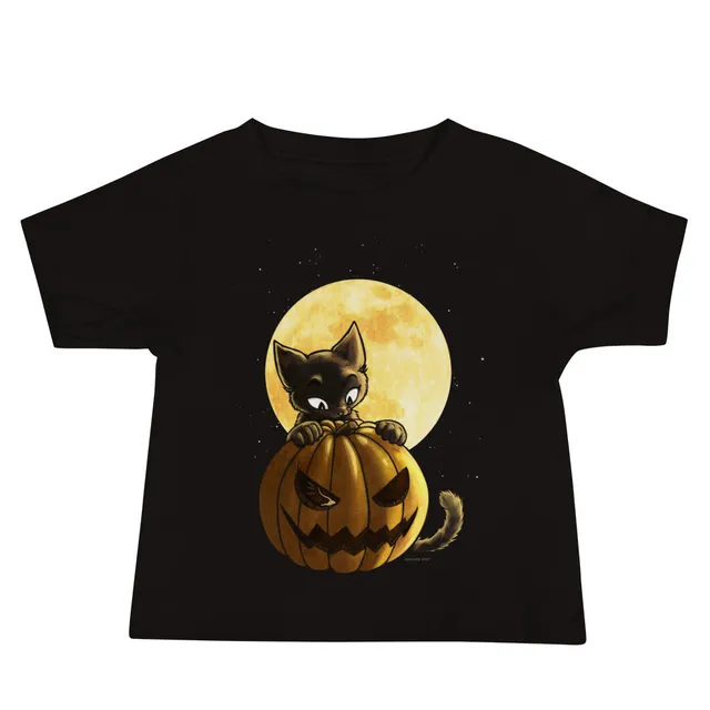 howling-riot-halloween-pumpkin-cat-baby-t-shirt-gr-74 image 1