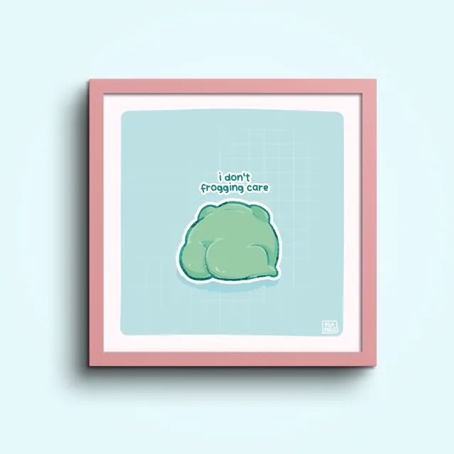 miamouz-prints-frosch-kunstdruck-15x15-pastell-gru-karte image 1