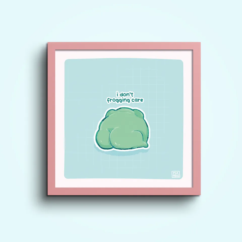 miamouz-prints-frosch-kunstdruck-15x15-pastell-gru-karte image 1