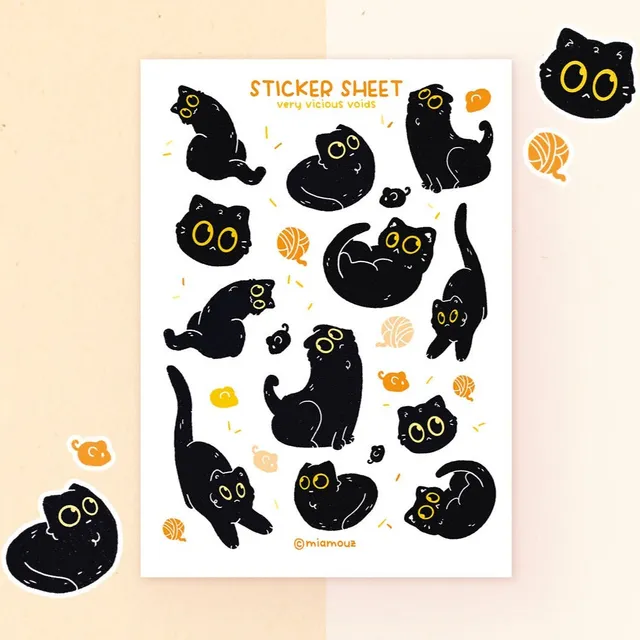 miamouz-very-vicious-voids-sticker-sheet-a6-katzen-23-stk image 1