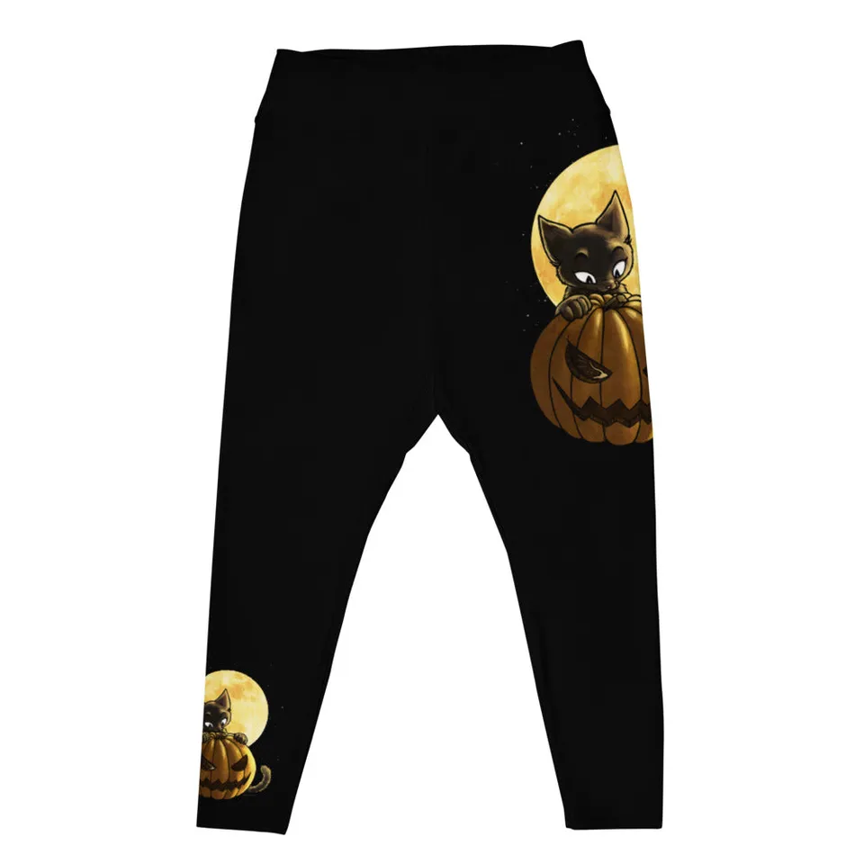 howling-riot-pumpkin-cat-leggings-3xl-halloween image 1