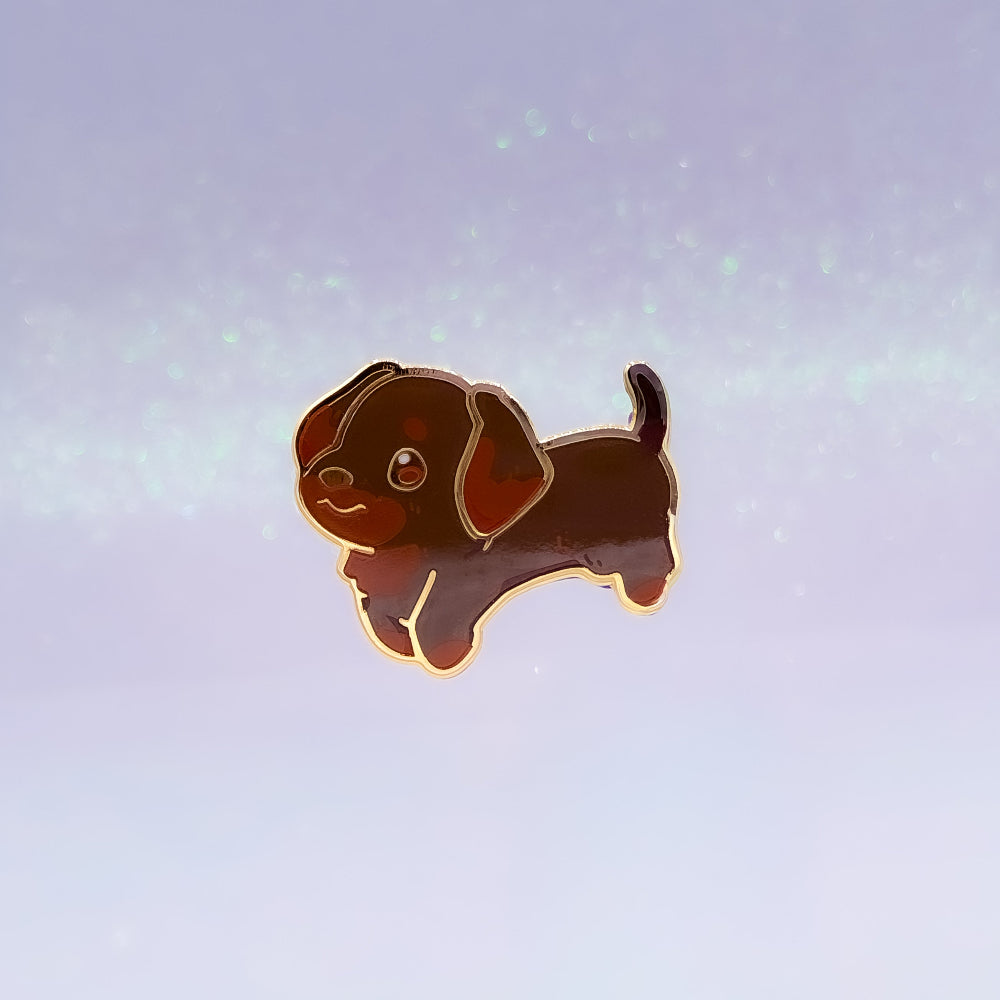 miamouz-dachshund-chocolate-tan-emaille-pin-dackel-braun image 1