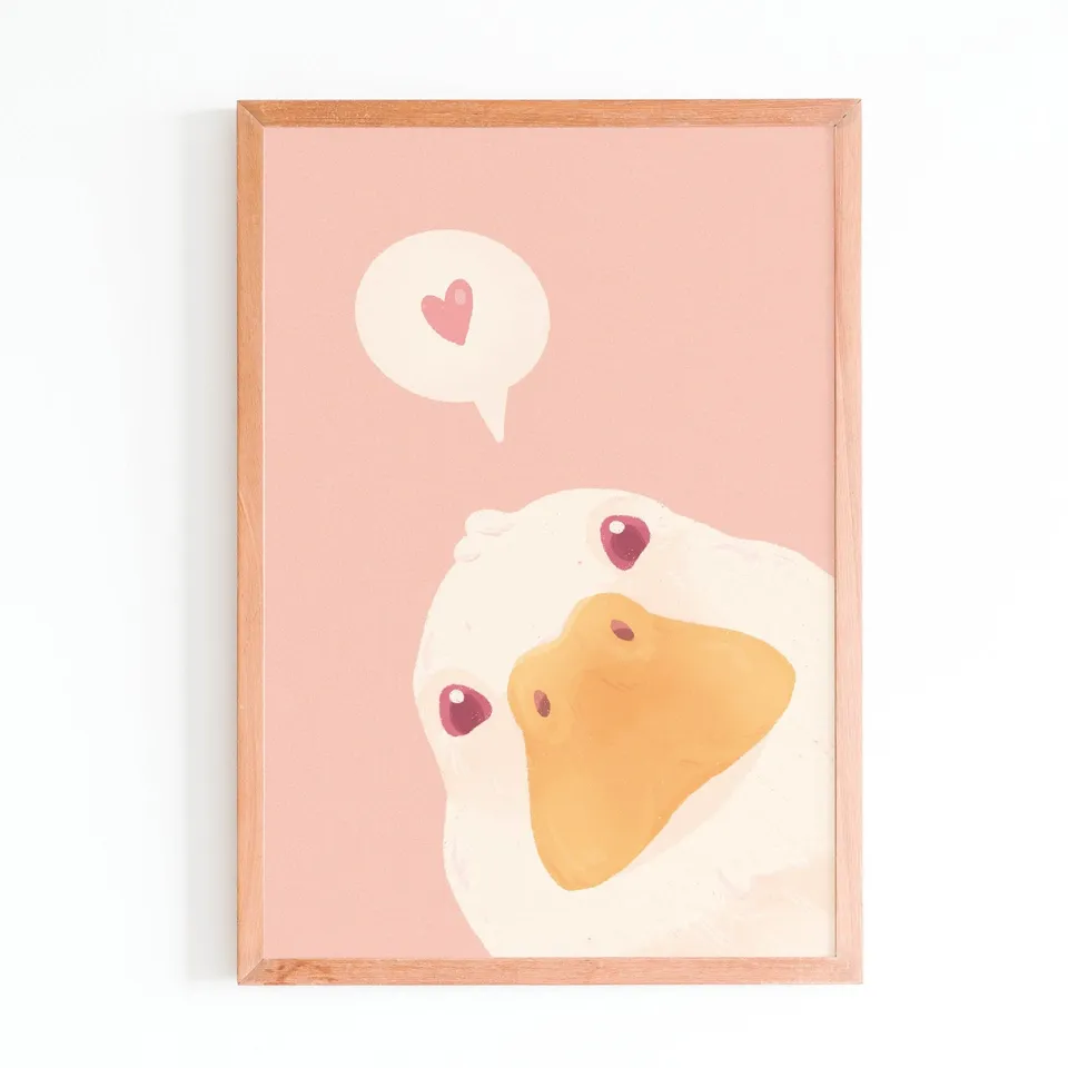 miamouz-peeking-duck-love-kunstdruck-a6-postkarte image 1