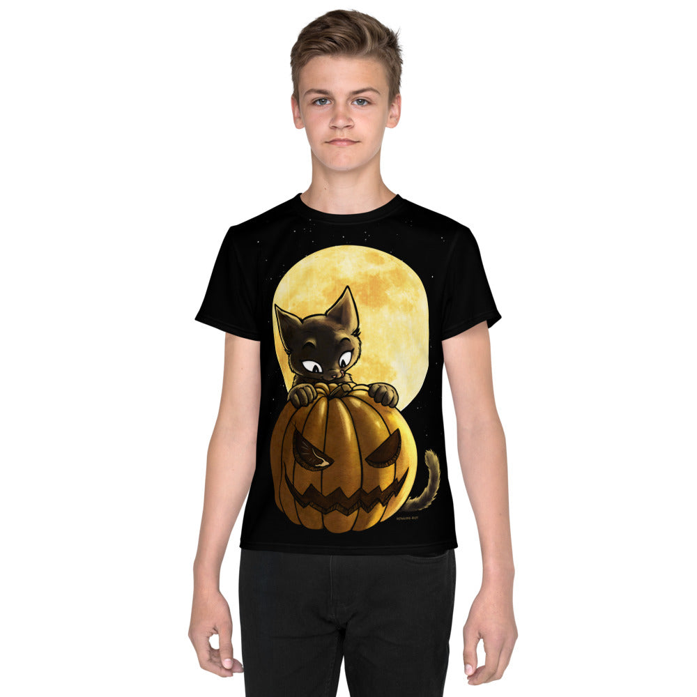 howling-riot-pumpkin-cat-t-shirt-kinder-halloween-gr-12 image 3