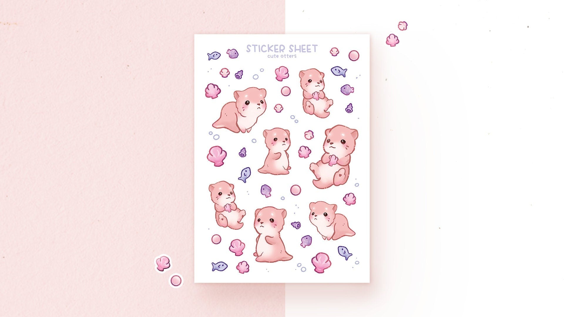 miamouz-otter-sticker-sheet-a6-vinyl-matt-mit-36-stickern image 2