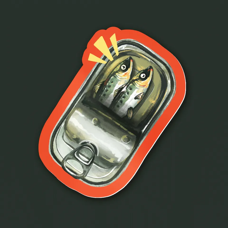 kabujiro-sardine-can-vinyl-sticker-83x71mm-wetterfest image 1