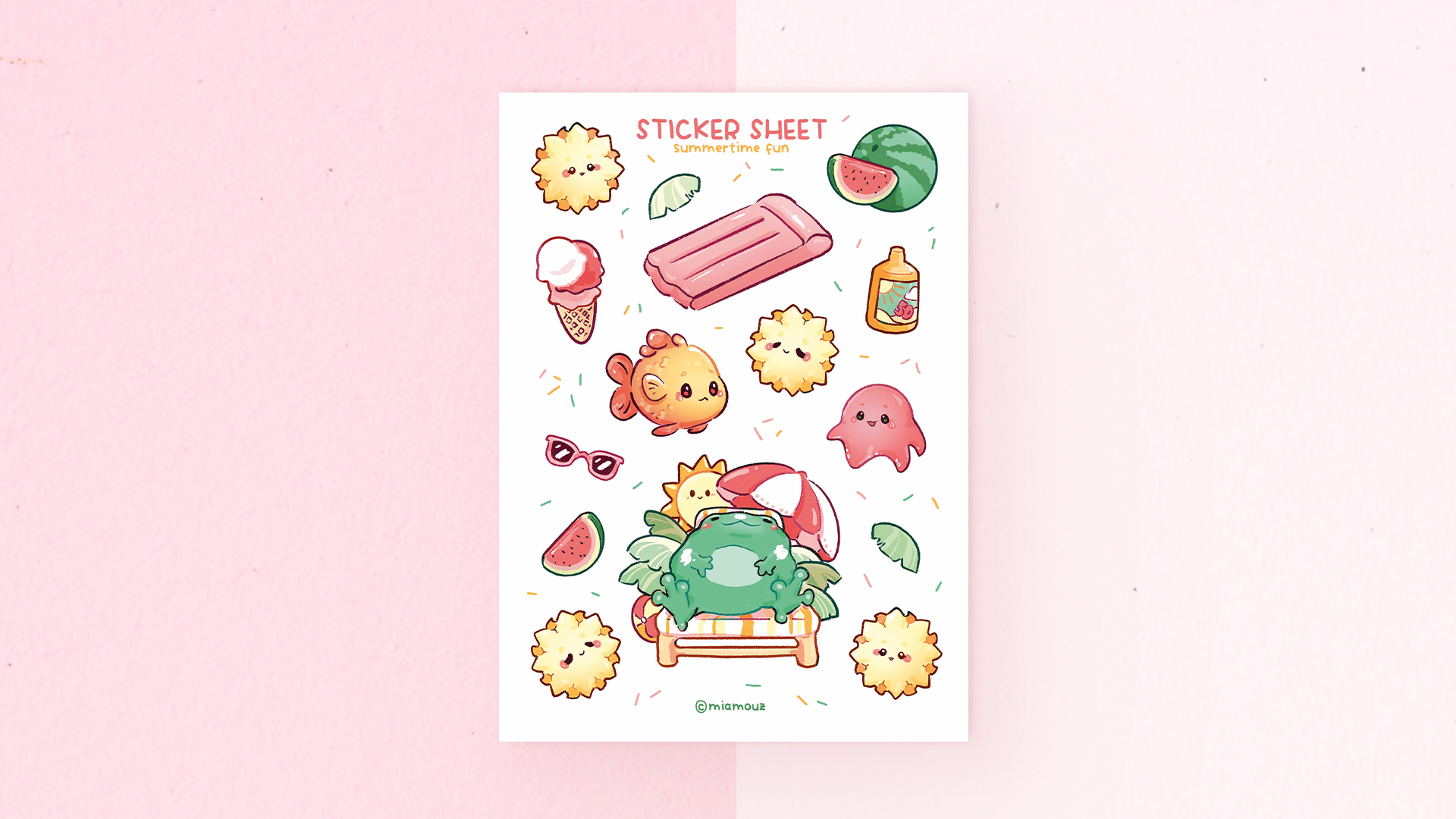 miamouz-summer-frog-stickerbogen-a6-matt-vinyl-frosch image 2
