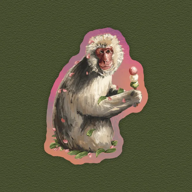 kabujiro-dango-monkey-holografischer-sticker-40x60-mm image 1