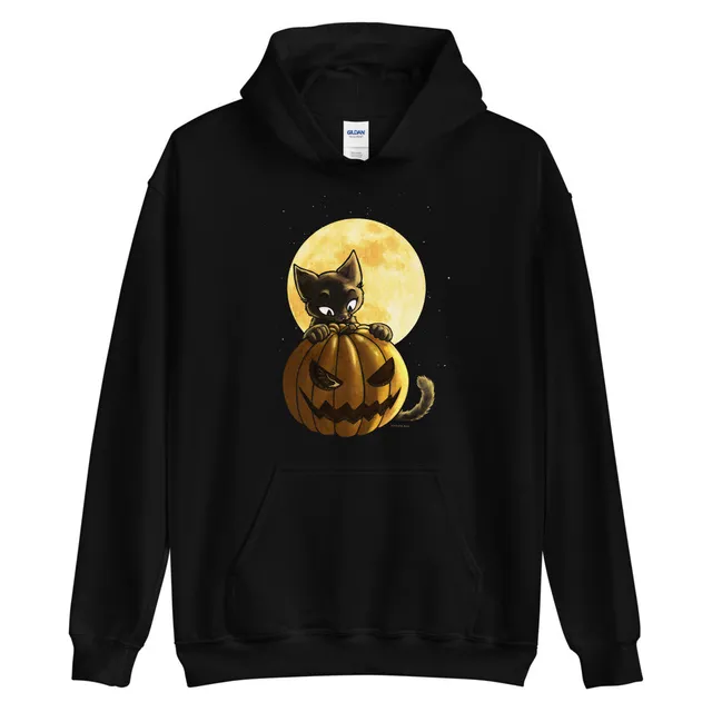 howling-riot-halloween-pumpkin-cat-hoodie-kapuzenpullover image 1