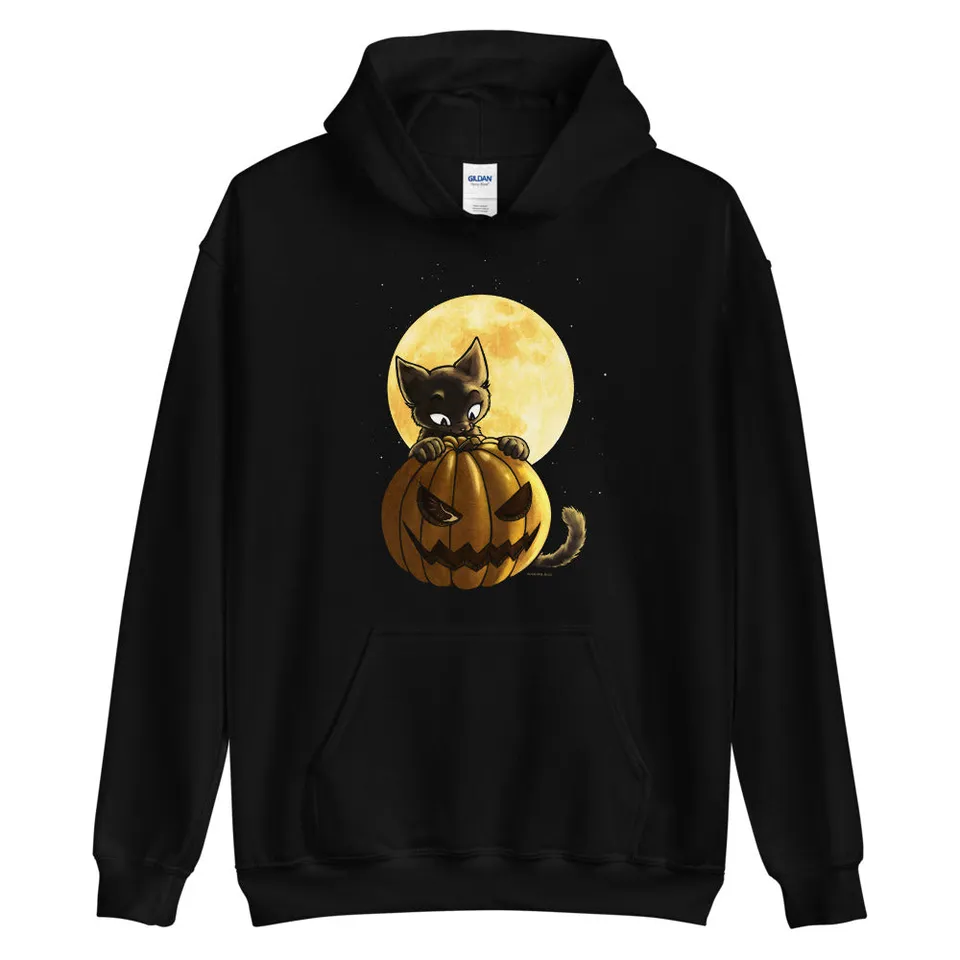 howling-riot-halloween-pumpkin-cat-hoodie-kapuzenpullover image 1