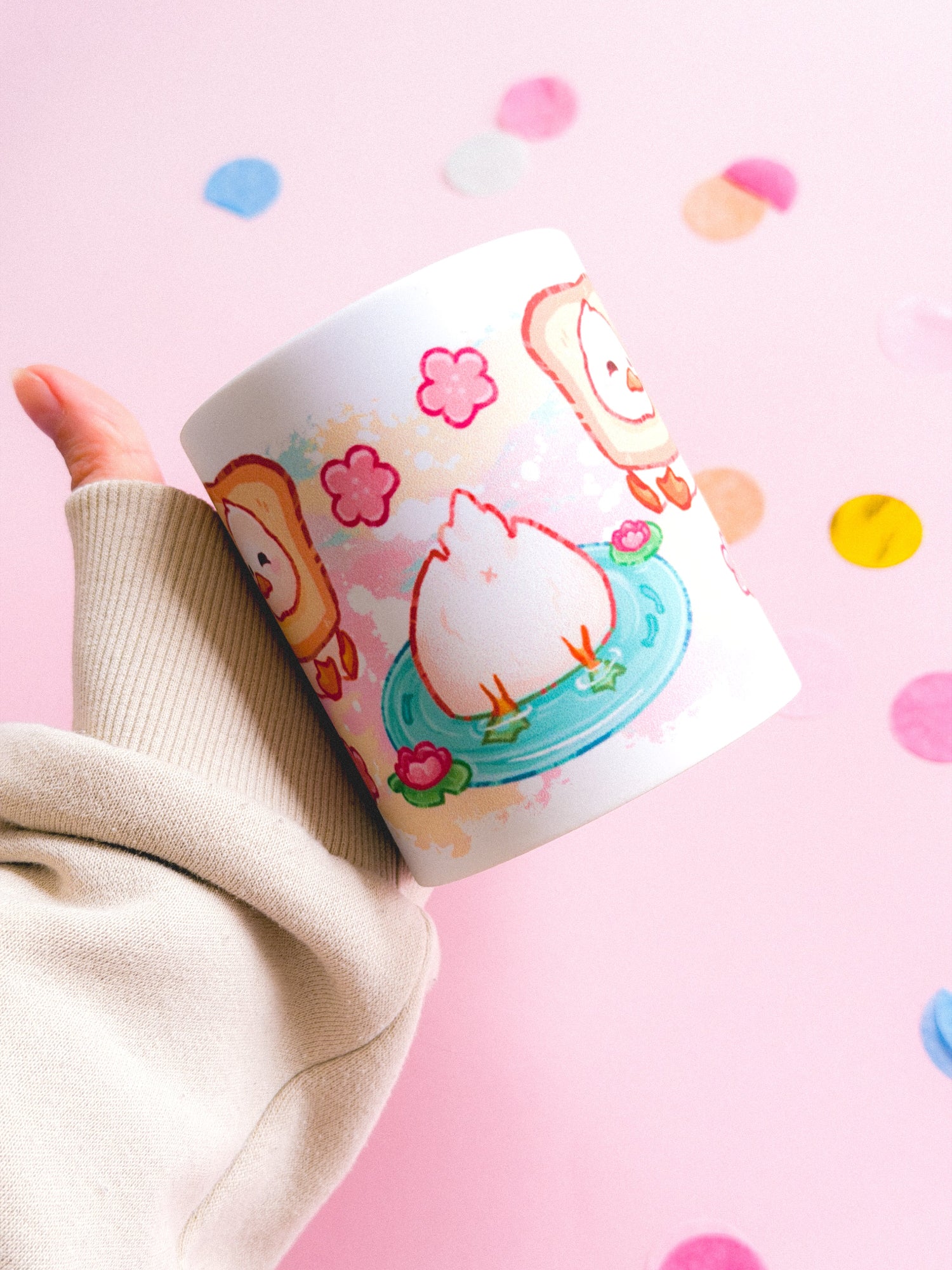 miamouz-enten-tasse-keramik-330-ml-rosa-gelb-matt image 3