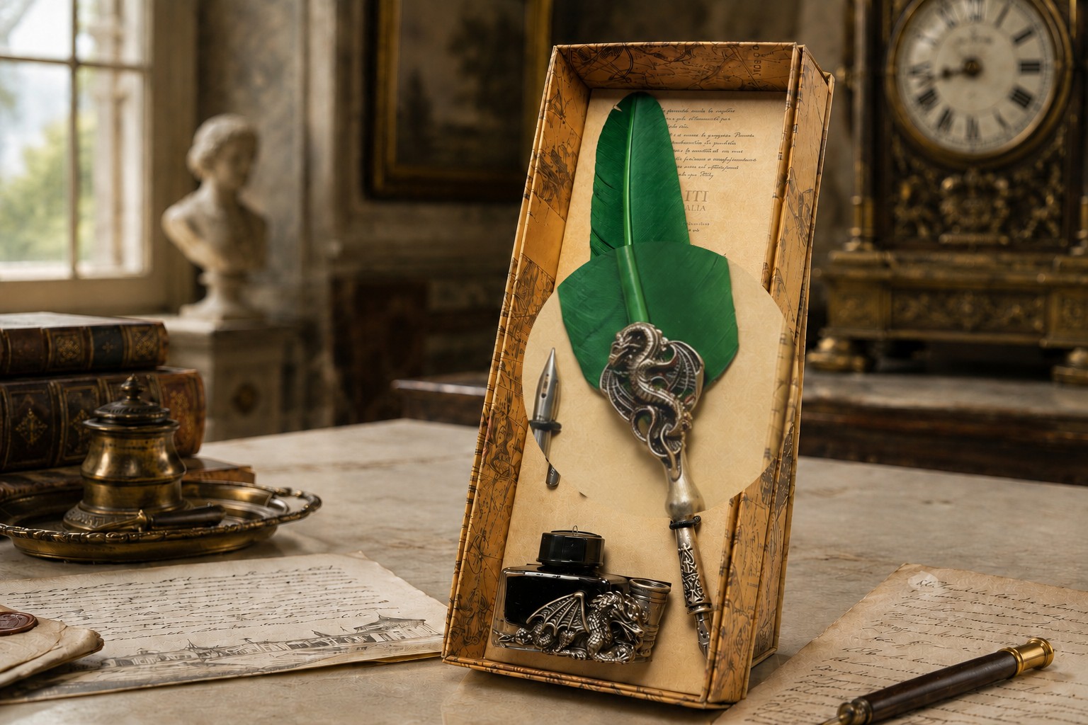 florenz-drago-lusso-schreibset-gr-n-mit-tinte-feder image 6
